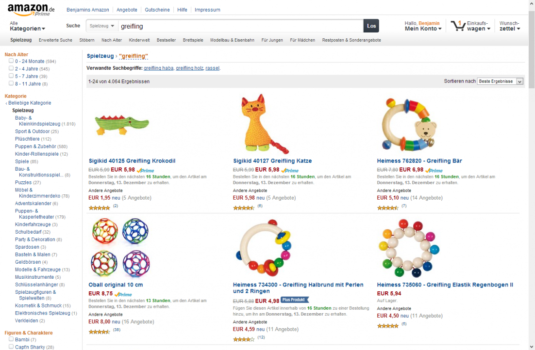 Durchstöbern von Amazon.de