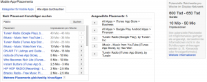 Einstellen der Platzierung in Google AdMob