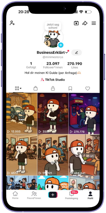 Bild von Acount B mit den Business Erklärungen