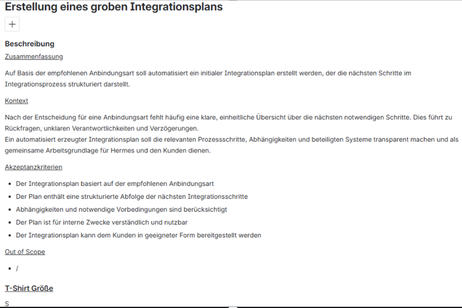 Abbildung 6: Beispiel einer User Story