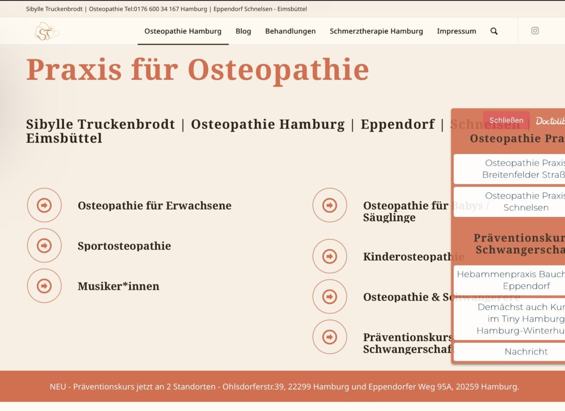 Website Osteopathie Sybille Truckenbrodt vor SEO Optimierung