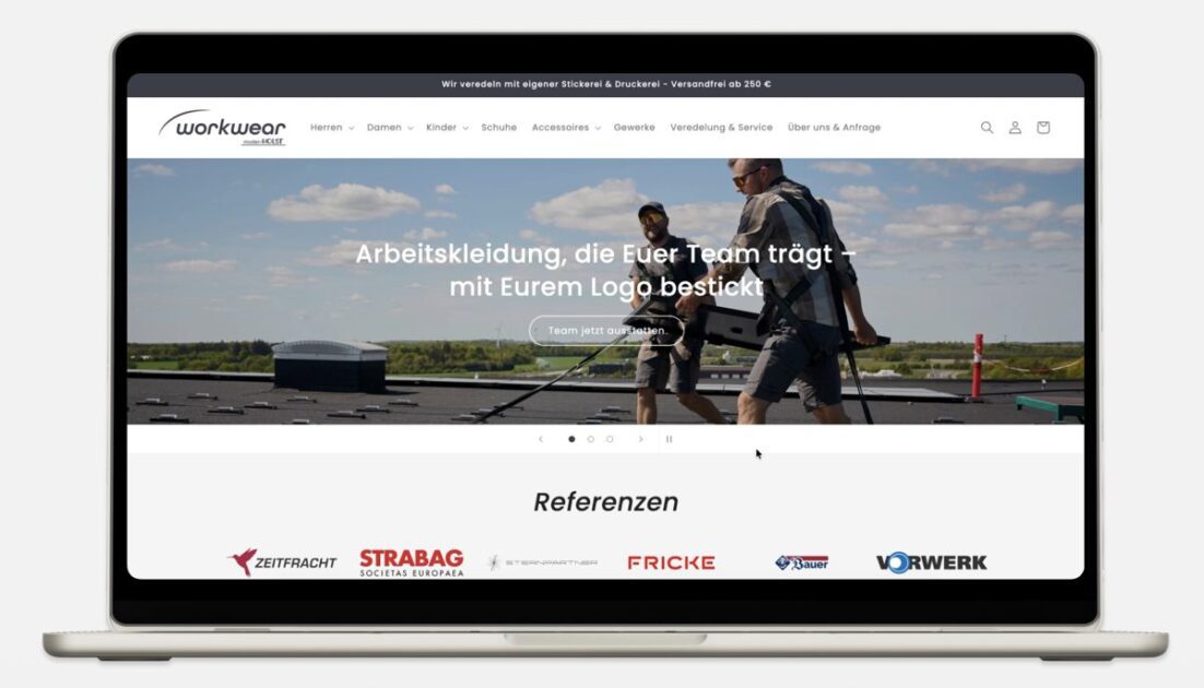 Neue Startseite des Workwear-Shops von Moden-Holst nach dem Relaunch